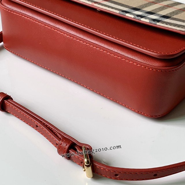 Burberry專門店新款Vintage格紋拼皮革錢夾 巴寶莉單肩斜挎女包 yxb1075